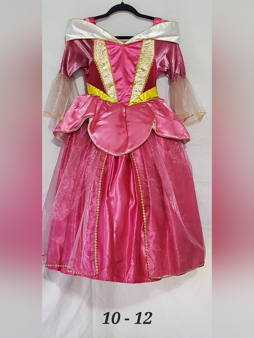 Kids Princess Costume Dress - Pink with Gold Trim